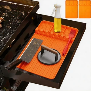 2 PCS Silicone Grill Mat Compatible with Blackstone, BBQ Griddle Tools Mat with Drip Pad, Spatula Mat for Outdoor Kitchen Counter, Gifts for Men (orange-2) 2 PCS Silicone Grill Mat Compatible with Blackstone, BBQ Griddle Tools Mat with Drip Pad, Spatula Mat for Outdoor Kitchen Counter, Gifts for Men (orange-2)