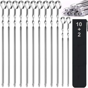 Skewers - 17" Kabob Skewers for Grilling, Metal Sticks for Kabobs Stainless Steel Flat Long Shish Kebab Reusable Grill BBQ Barbecue Sticks for Meat Chicken Vegetable, 12 Pack Bonus 14 Inch Skewers - 17" Kabob Skewers for Grilling, Metal Sticks for Kabobs Stainless Steel Flat Long Shish Kebab Reusable Grill BBQ Barbecue Sticks for Meat Chicken Vegetable, 12 Pack Bonus 14 Inch