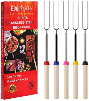 Marshmallow Roasting Sticks, Telescoping Smores Sticks for Open Fire Pit | 32 Inch Long Marshmallow Toasting Barbecue Forks S' mores Skewers for Campfire Camping Hotdog Hot Dog Bonfire Grill, 5 Pack Marshmallow Roasting Sticks, Telescoping Smores Sticks for Open Fire Pit | 32 Inch Long Marshmallow Toasting Barbecue Forks S' mores Skewers for Campfire Camping Hotdog Hot Dog Bonfire Grill, 5 Pack