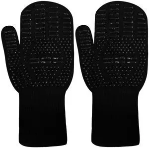 BBQ Gloves, Oven Gloves, Black Fingerless Heat Resistant Gloves 1472°F, Silicone Non-Slip Oven & BBQ Mitts for Cooking Baking Grilling BBQ Gloves, Oven Gloves, Black Fingerless Heat Resistant Gloves 1472°F, Silicone Non-Slip Oven & BBQ Mitts for Cooking Baking Grilling