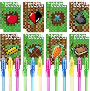 24 Pcs Pixel Theme party favors |12 invisible ink pen and 12 mini Notepads| Pixel Theme party Goodie Bag Stuffers, Classroom Prizes, party supplies 24 Pcs Pixel Theme party favors |12 invisible ink pen and 12 mini Notepads| Pixel Theme party Goodie Bag Stuffers, Classroom Prizes, party supplies