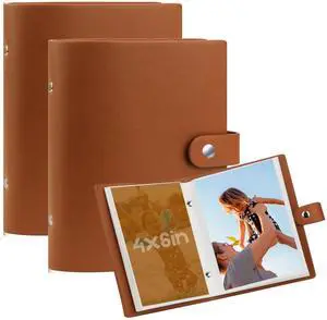 2 Pack Small Photo Albums 4x6 Pictures, 104 Photos Total, Brown | PU Leather Cover, Acid-Free Clear Pockets, Secure Snap Closure, Compact Design for Kids, Travel, Wedding & Family Memories 2 Pack Small Photo Albums 4x6 Pictures, 104 Photos Total, Brown | PU Leather Cover, Acid-Free Clear Pockets, Secure Snap Closure, Compact Design for Kids, Travel, Wedding & Family Memories