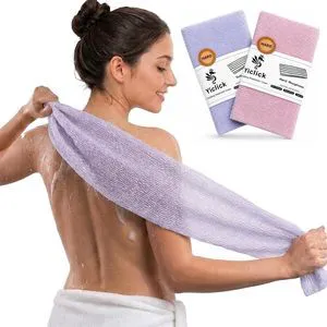 2PCS Exfoliating Washcloth Towel, Loofah Sponge Wash Cloth, Body Scrubber Exfoliator, Korean Japanese African Net Sponge Style, Back Scrubber for Shower & Bath (Purple+Taro Purple) 2PCS Exfoliating Washcloth Towel, Loofah Sponge Wash Cloth, Body Scrubber Exfoliator, Korean Japanese African Net Sponge Style, Back Scrubber for Shower & Bath (Purple+Taro Purple)
