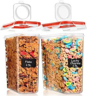 2 PC (2.5L / 15.4 Oz) Small Airtight Cereal Containers with Lids | BPA-Free Clear Plastic Storage Containers Space Saving Kitchen & Pantry Canisters for Rice, Dorms, RVs, Pasta, Sugar, Flour 2 PC (2.5L / 15.4 Oz) Small Airtight Cereal Containers with Lids | BPA-Free Clear Plastic Storage Containers Space Saving Kitchen & Pantry Canisters for Rice, Dorms, RVs, Pasta, Sugar, Flour