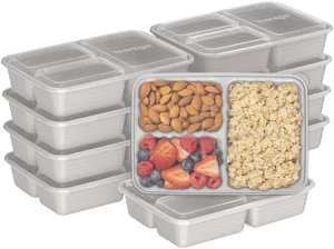 Prep 3-Compartment Meal Prep Containers with Lids, 20 Piece Set | 4-Cup Capacity, Portion Control, Stackable, Microwave, Freezer & Dishwasher-Safe, PFAS & BPA-Free (Stone Gray) Prep 3-Compartment Meal Prep Containers with Lids, 20 Piece Set | 4-Cup Capacity, Portion Control, Stackable, Microwave, Freezer & Dishwasher-Safe, PFAS & BPA-Free (Stone Gray)