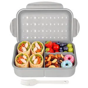 Bento Lunch Box for Kids & Adults, 46 oz, 3 Compartments, Gray | Wheat Straw, Gray Kids & Adults Bento Lunch Box for School, Office, Travel, Car, Camp, On the Go, Leakproof, Microwave Safe Bento Lunch Box for Kids & Adults, 46 oz, 3 Compartments, Gray | Wheat Straw, Gray Kids & Adults Bento Lunch Box for School, Office, Travel, Car, Camp, On the Go, Leakproof, Microwave Safe
