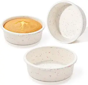 6 Inch Round Cake Pan Set, 3 Pack Silicone Mold with Metal Frame | Great for Multiple Cake Creations, Cheesecake, Desserts and Everyday Baking with Easy Cleanup 6 Inch Round Cake Pan Set, 3 Pack Silicone Mold with Metal Frame | Great for Multiple Cake Creations, Cheesecake, Desserts and Everyday Baking with Easy Cleanup
