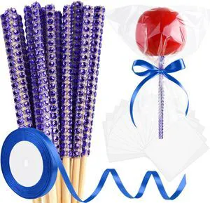 24 Pack Glitter Bling Candy Apple Sticks and Bags, Cake Pop Sticks Kit Including Caramel Apple Sticks with Ribbon and Chocolate Apple Packaging Bags for Party Supplies (Purple Blue) 24 Pack Glitter Bling Candy Apple Sticks and Bags, Cake Pop Sticks Kit Including Caramel Apple Sticks with Ribbon and Chocolate Apple Packaging Bags for Party Supplies (Purple Blue)