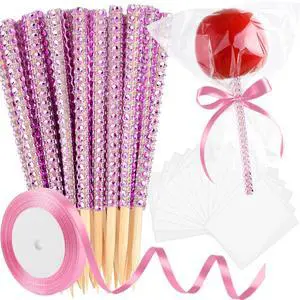 24 Pack Pink Glitter Bling Candy Apple Sticks with Bags Set | Halloween Toffee Apple KitCaramel Apple Sticks with RibbonChocolate Apple KitWood Sticks with RhinestonesCake Pop Sticks 24 Pack Pink Glitter Bling Candy Apple Sticks with Bags Set | Halloween Toffee Apple KitCaramel Apple Sticks with RibbonChocolate Apple KitWood Sticks with RhinestonesCake Pop Sticks