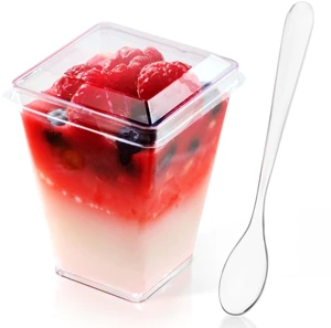 50 Pack 5 oz Plastic Dessert Cups with Lids and Spoons, Yogurt Parfait Appetizer Cup for Party, Clear Mini Dessert Shooter for Pudding Fruit Trifle Ice Cream 50 Pack 5 oz Plastic Dessert Cups with Lids and Spoons, Yogurt Parfait Appetizer Cup for Party, Clear Mini Dessert Shooter for Pudding Fruit Trifle Ice Cream