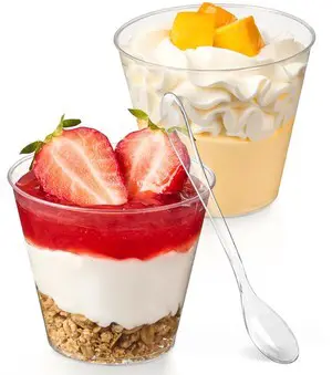 50 Pack 5 oz Plastic Dessert Cups with Spoons, Mini Mousse Cup Round Pudding Cups Party Serving Bowl for Cocktails Appetizers Fruit Parfait and Trifle 50 Pack 5 oz Plastic Dessert Cups with Spoons, Mini Mousse Cup Round Pudding Cups Party Serving Bowl for Cocktails Appetizers Fruit Parfait and Trifle