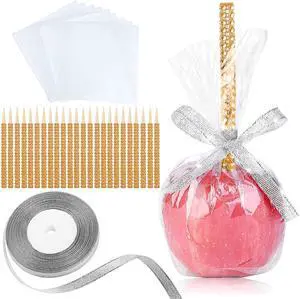 24-Pack Bling Candy Apple Sticks and Bags, Clear Caramel Apple Kit, Orange | Candy Apple Wrapping Kit, Glass Wrapper, Rhinestone Bamboo Sticks, Glitter Ribbons, for Halloween, Chrispies Treat Supplies 24-Pack Bling Candy Apple Sticks and Bags, Clear Caramel Apple Kit, Orange | Candy Apple Wrapping Kit, Glass Wrapper, Rhinestone Bamboo Sticks, Glitter Ribbons, for Halloween, Chrispies Treat Supplies