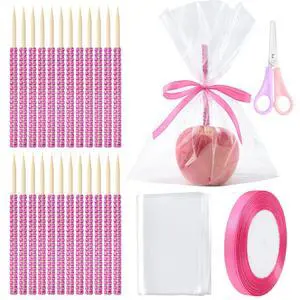 26+24PCS bling candy apple sticks set,Including24PCS 6-Inch Rhinestone Apple Bamboo Stick24PCS Bags a pair of Scissors a roll of Ribbon 26+24PCS bling candy apple sticks set,Including24PCS 6-Inch Rhinestone Apple Bamboo Stick24PCS Bags a pair of Scissors a roll of Ribbon
