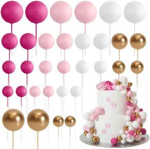 32 Pcs Foam Balls Cake Topper Decorations for Party Cake Decorating | Pink Gold BallsMini Balloons Cake SticksCake Topper BallsBirthday Cake DecorationCup Cake Decor, Party Cake Decoration 32 Pcs Foam Balls Cake Topper Decorations for Party Cake Decorating | Pink Gold BallsMini Balloons Cake SticksCake Topper BallsBirthday Cake DecorationCup Cake Decor, Party Cake Decoration