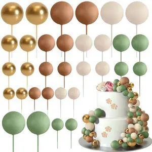 32 Pcs Foam Balls Cake Topper Decorations for Party Cake Decorating | Green Brown BallsMini Balloons Cake SticksCake Topper BallsBirthday Cake DecorationCup Cake Decor, Party Cake Decoration 32 Pcs Foam Balls Cake Topper Decorations for Party Cake Decorating | Green Brown BallsMini Balloons Cake SticksCake Topper BallsBirthday Cake DecorationCup Cake Decor, Party Cake Decoration