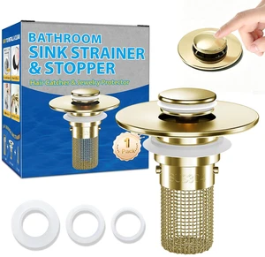 Bathroom Sink Drain Strainer, Pop-Up Bathroom Sink Stopper with Removable Stainless Steel Hair Catcher Basket, Universal Fit for Bathroom Sinks, Showers & Floor Drains Bathroom Sink Drain Strainer, Pop-Up Bathroom Sink Stopper with Removable Stainless Steel Hair Catcher Basket, Universal Fit for Bathroom Sinks, Showers & Floor Drains