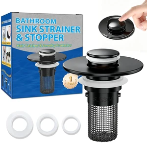 Bathroom Sink Drain Strainer, Pop-Up Bathroom Sink Stopper with Removable Stainless Steel Hair Catcher Basket, Universal Fit for Bathroom Sinks, Showers & Floor Drains Bathroom Sink Drain Strainer, Pop-Up Bathroom Sink Stopper with Removable Stainless Steel Hair Catcher Basket, Universal Fit for Bathroom Sinks, Showers & Floor Drains