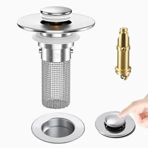 Bathroom Sink Drain Strainer, Pop-Up Bathroom Sink Stopper with Removable Stainless Steel Hair Catcher Basket, Universal Fit for Bathroom Sinks, Showers & Floor Drains Bathroom Sink Drain Strainer, Pop-Up Bathroom Sink Stopper with Removable Stainless Steel Hair Catcher Basket, Universal Fit for Bathroom Sinks, Showers & Floor Drains