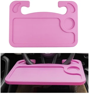 Car Steering Wheel Desk, 2 in 1 Auto Steering Wheel Tray for Food & Laptop, Multipurpose Vehicle Steering Wheel Table with Cup Holder and Pen Slot, Travel Car Accessories (Pink) Car Steering Wheel Desk, 2 in 1 Auto Steering Wheel Tray for Food & Laptop, Multipurpose Vehicle Steering Wheel Table with Cup Holder and Pen Slot, Travel Car Accessories (Pink)