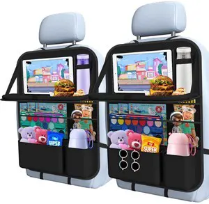 1 Pack Car Backseat Organizer with Tray, Tablet Holder for Kids Trip | Oxford Fabric, Waterproof & Easy-Clean, Tray Stows Away, Adjustable Straps Fit Car Seats, Multi-Size Pockets 1 Pack Car Backseat Organizer with Tray, Tablet Holder for Kids Trip | Oxford Fabric, Waterproof & Easy-Clean, Tray Stows Away, Adjustable Straps Fit Car Seats, Multi-Size Pockets