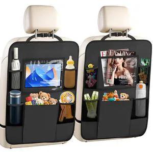 2 Pack Car Backseat Organizer with Touch Screen Tablet Holder,6 Storage Pockets Protectors Kick Mats,Car Back Seat Cover Protector Travel Accessories for Kids 2 Pack Car Backseat Organizer with Touch Screen Tablet Holder,6 Storage Pockets Protectors Kick Mats,Car Back Seat Cover Protector Travel Accessories for Kids