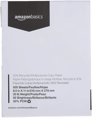 30% Recycled Multipurpose Copy & Print Paper, 8.5 x 11 Inches, 20 lb Weight, 92 Bright, White, 500 Sheets (1 Ream) 30% Recycled Multipurpose Copy & Print Paper, 8.5 x 11 Inches, 20 lb Weight, 92 Bright, White, 500 Sheets (1 Ream)