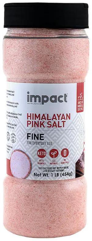 Impact - Fine Himalayan Pink Sea Salt - Shaker - 1 lb | No Additives, Rich In Trace Minerals, Non-GMO, Gluten-Free, Convenient Shaker, Ideal For Seasoning And Cooking Impact - Fine Himalayan Pink Sea Salt - Shaker - 1 lb | No Additives, Rich In Trace Minerals, Non-GMO, Gluten-Free, Convenient Shaker, Ideal For Seasoning And Cooking