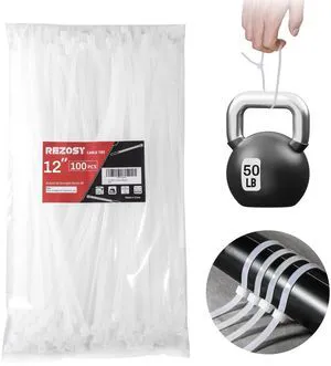 White Zip Ties 12 Inch 100 Pack Clear Tensile Strength 50 lbs UV Resistant Industrial Cable Ties Self Locking Wire Ties Wrap Indoor Out White Zip Ties 12 Inch 100 Pack Clear Tensile Strength 50 lbs UV Resistant Industrial Cable Ties Self Locking Wire Ties Wrap Indoor Out
