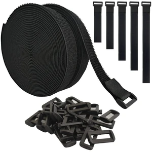 40ft Hook and Loop Straps with 60 Buckles, Adjustable Reusable Cable Straps, Arbitrarily Cut Fixing Nylon Cinch Strap 40ft Hook and Loop Straps with 60 Buckles, Adjustable Reusable Cable Straps, Arbitrarily Cut Fixing Nylon Cinch Strap