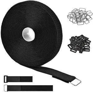 Hook and Loop Straps 1 Inch x 39ft with 60 Buckles, Cut to Length, Black | 39ft cut-to-length strap with 30 metal and 30 plastic buckles for cables, gear, garage, storage and outdoor organizing. Hook and Loop Straps 1 Inch x 39ft with 60 Buckles, Cut to Length, Black | 39ft cut-to-length strap with 30 metal and 30 plastic buckles for cables, gear, garage, storage and outdoor organizing.