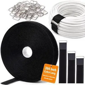 33 Ft x 1" Hook and Loop Straps, Reusable Cable Ties with 25 Metal Buckles | Adjustable Cable Straps, Nylon Cord Ties, CuttoLength Wire Ties for Electronics, Desks, Garages, Gardens & Workspaces 33 Ft x 1" Hook and Loop Straps, Reusable Cable Ties with 25 Metal Buckles | Adjustable Cable Straps, Nylon Cord Ties, CuttoLength Wire Ties for Electronics, Desks, Garages, Gardens & Workspaces