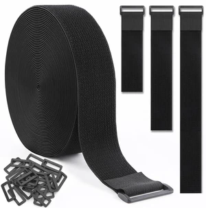 1.5In x 20Ft Cinch Straps Nylon Heavy Duty with 25 Buckles, Cut to Length, Black Hook and Loop Straps, Reusable Long Cable Ties for Storage and Cord Organizer 1.5In x 20Ft Cinch Straps Nylon Heavy Duty with 25 Buckles, Cut to Length, Black Hook and Loop Straps, Reusable Long Cable Ties for Storage and Cord Organizer