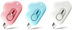Box Cutter Retractable,Package Opener, Easy Slide Retractable Cute Box Cutter for for opening daily express boxes,packages and more (3 Pcs Cloud Mini Cutter) Box Cutter Retractable,Package Opener, Easy Slide Retractable Cute Box Cutter for for opening daily express boxes,packages and more (3 Pcs Cloud Mini Cutter)