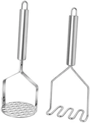 2PCS Potato Masher - Wavy & Round Plates, Stainless Steel Masher Tool for Smooth Mashed Potatoes, Guacamole 2PCS Potato Masher - Wavy & Round Plates, Stainless Steel Masher Tool for Smooth Mashed Potatoes, Guacamole