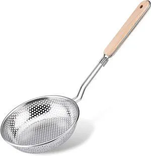 Stainless Steel Micro-Perforated Skimmer Strainer,Pasta Noodle Net Basket with Wooden Handle(20 Ounce) Stainless Steel Micro-Perforated Skimmer Strainer,Pasta Noodle Net Basket with Wooden Handle(20 Ounce)