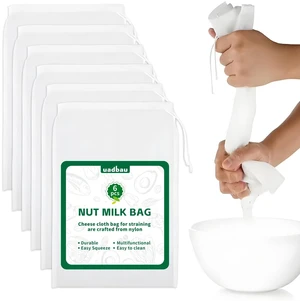6 Pcs Nut Milk Bag 12 x 8 Inch Yogurt Strainer 200 Mesh Cheese Cloth Bag for Straining Reusable Fine Mesh Strainer for Filtering Yogurt Juice Coffee Tofu Tea Cheese 6 Pcs Nut Milk Bag 12 x 8 Inch Yogurt Strainer 200 Mesh Cheese Cloth Bag for Straining Reusable Fine Mesh Strainer for Filtering Yogurt Juice Coffee Tofu Tea Cheese