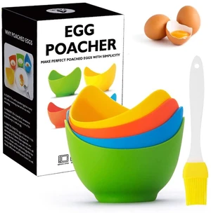 4 Pack Silicone Egg Poacher Cups with Oil Brush, Gift Box | Nonstick Egg Poaching Cups, BPA Free, Ring Standers, Dishwasher Safe, for Stovetop, Microwave, Air Fryer, Baking oven 4 Pack Silicone Egg Poacher Cups with Oil Brush, Gift Box | Nonstick Egg Poaching Cups, BPA Free, Ring Standers, Dishwasher Safe, for Stovetop, Microwave, Air Fryer, Baking oven