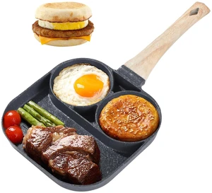 3 in 1 Egg Frying Pan, Nonstick Omelette Pan, Breakfast Skillet, Wood Grain Handle, Compatible with Induction Gas Stoves, Ideal for Breakfast 3 in 1 Egg Frying Pan, Nonstick Omelette Pan, Breakfast Skillet, Wood Grain Handle, Compatible with Induction Gas Stoves, Ideal for Breakfast