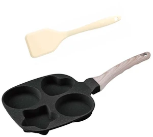 Nonstick 4-Cup Divided Grill Skillet,Equipped with a silicone spatula, Healthy Granite Egg Frying Pan with Anti-scald Handle, Breakfast Skillet for Eggs, Pancakes, Bacon (Black) Nonstick 4-Cup Divided Grill Skillet,Equipped with a silicone spatula, Healthy Granite Egg Frying Pan with Anti-scald Handle, Breakfast Skillet for Eggs, Pancakes, Bacon (Black)