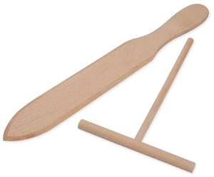 Crepe Spreader and Crepe Spatula Kit Set of 2 Crepe Tools Wooden Spatula and 4.7-inch T-shaped Tool Crepe Spreader and Crepe Spatula Kit Set of 2 Crepe Tools Wooden Spatula and 4.7-inch T-shaped Tool