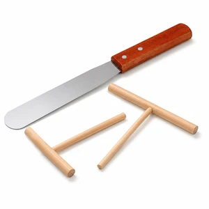 Crepe Spreader and Spatula Kit 1 Pcs 12.6'' Flat Spatula Turner 2 Pcs 4.7'' Wooden T-Shaped Batter Spreaders Crepes Sticks Pancake Tool for Crepe Pan Maker Crepe Spreader and Spatula Kit 1 Pcs 12.6'' Flat Spatula Turner 2 Pcs 4.7'' Wooden T-Shaped Batter Spreaders Crepes Sticks Pancake Tool for Crepe Pan Maker
