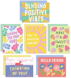 S&O Fun Thinking of You Cards with Envelopes - Colorful Notes Pack of 24 Box - Blank Inside Encouragement Cards with Covers- Bulk Boxed Greeting sheets in various Designs-4x5.5" S&O Fun Thinking of You Cards with Envelopes - Colorful Notes Pack of 24 Box - Blank Inside Encouragement Cards with Covers- Bulk Boxed Greeting sheets in various Designs-4x5.5"