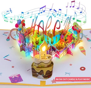 3D Musical Birthday Popup Card, Blowable/Blow Out LED Light Candle and Play Happy Birthday Music for Kids Men and Women 3D Musical Birthday Popup Card, Blowable/Blow Out LED Light Candle and Play Happy Birthday Music for Kids Men and Women