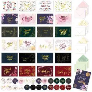 24 Pack Gold Foil 6x4in Floral Thank You Cards with Envelopes | Stickers, 24 Elegant Gold-Foiled Designs for Teachers & Friends, Blank Inside - Teacher Appreciation, Wedding, Gifting 24 Pack Gold Foil 6x4in Floral Thank You Cards with Envelopes | Stickers, 24 Elegant Gold-Foiled Designs for Teachers & Friends, Blank Inside - Teacher Appreciation, Wedding, Gifting