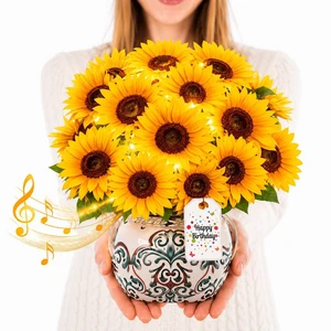 Sunflower Birthday Card with Music and Lights, 3D Pop Up Bouquet | Includes an Envelope and Space for a Personal Message, Ideal for Mum, Wife, Daughter, Sister or Friend. Sunflower Birthday Card with Music and Lights, 3D Pop Up Bouquet | Includes an Envelope and Space for a Personal Message, Ideal for Mum, Wife, Daughter, Sister or Friend.