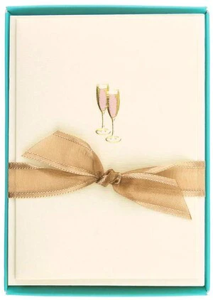 Pink Champagne La Petite Presse Boxed Notecards - 10 Embellished Gold Foil Champagne Blank Cards with Matching Envelopes, 3.25" x 4.75" Pink Champagne La Petite Presse Boxed Notecards - 10 Embellished Gold Foil Champagne Blank Cards with Matching Envelopes, 3.25" x 4.75"