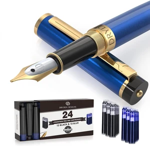 Fountain Pen Medium Nib Gift Pouch - with 24 Ink Cartridges - MCM (Blue) Fountain Pen Medium Nib Gift Pouch - with 24 Ink Cartridges - MCM (Blue)