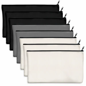 8 Pack Blank Cotton Canvas DIY Craft Zipper Bags Pouches Pencil Case for Makeup Cosmetic Toiletry Stationary Storage(Black + Grey + White) 8 Pack Blank Cotton Canvas DIY Craft Zipper Bags Pouches Pencil Case for Makeup Cosmetic Toiletry Stationary Storage(Black + Grey + White)