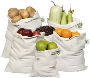 Reusable Produce Bags Cotton Washable - Organic Cotton Vegetable Bags - Cloth Bag with Drawstring - Muslin Fabric Produce Bags - Bread Bag - Set of 6 (2 Large, 2 Medium, 2 Small) Reusable Produce Bags Cotton Washable - Organic Cotton Vegetable Bags - Cloth Bag with Drawstring - Muslin Fabric Produce Bags - Bread Bag - Set of 6 (2 Large, 2 Medium, 2 Small)
