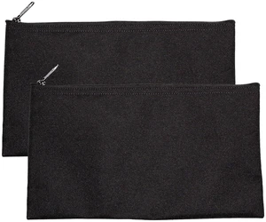 Cloth Zipper Pouch 2-Pack, Black, 11 x 6 inches | 11 x 6 inches, Travel Toiletry, Cosmetics, Stationary Case Cloth Zipper Pouch 2-Pack, Black, 11 x 6 inches | 11 x 6 inches, Travel Toiletry, Cosmetics, Stationary Case